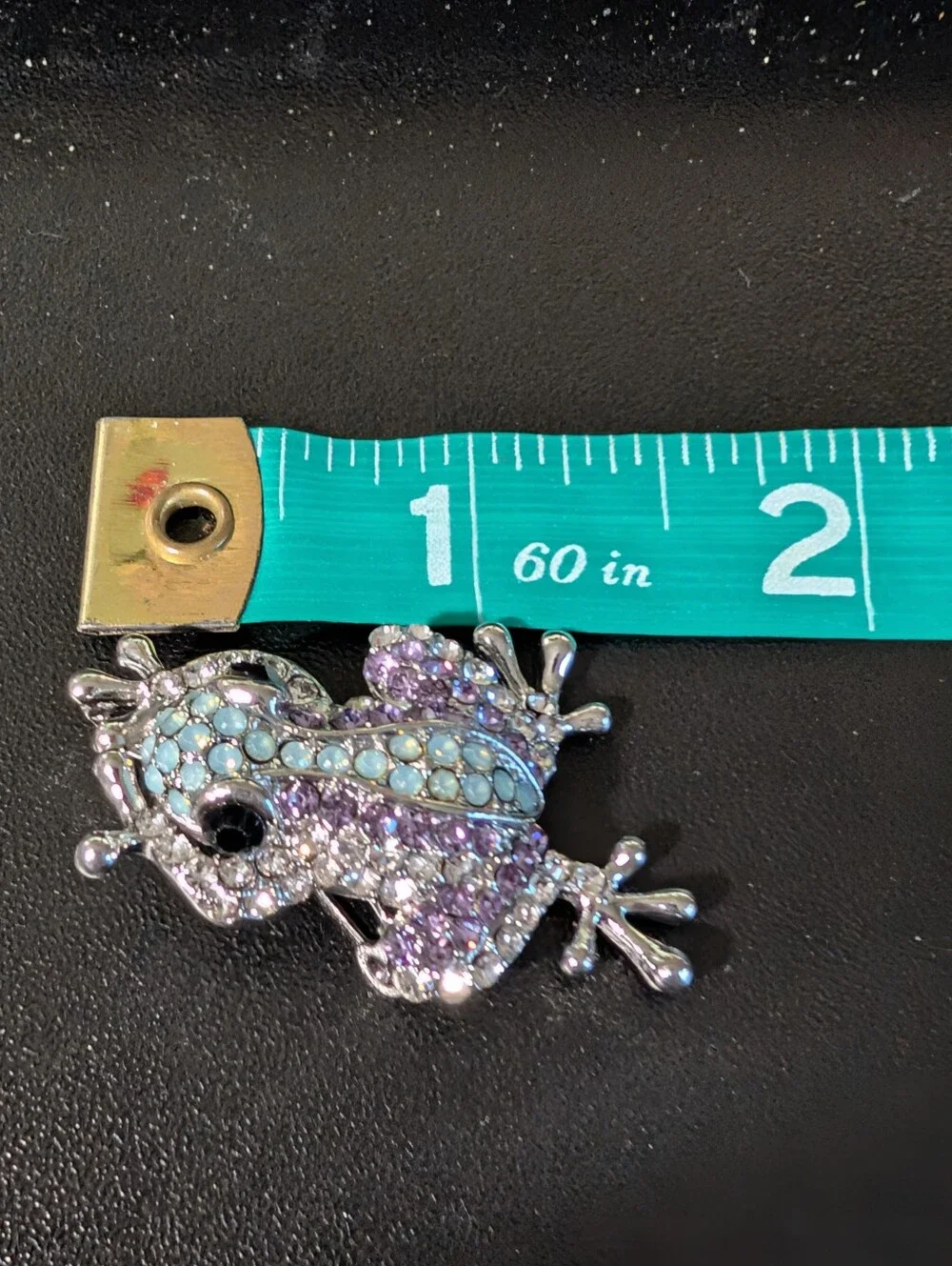 Crystal Frog Brooch - Purple and Light Blue Accent